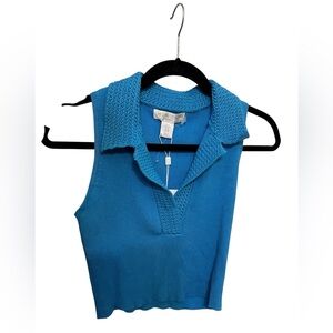 Caroline Constas Turquoise Knit Crop Top